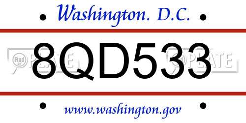 8QD533 District Of Columbia License Plate