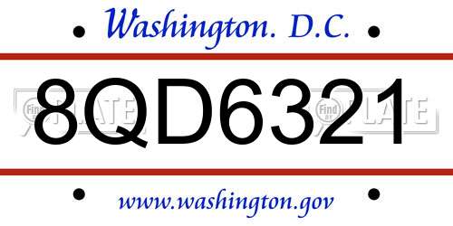8QD6321 District Of Columbia License Plate