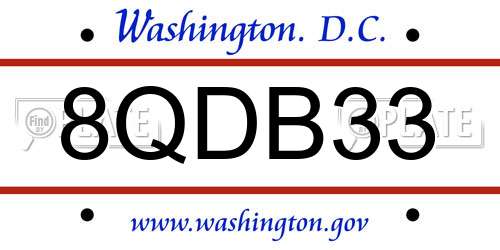 8QDB33 District Of Columbia License Plate