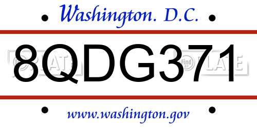 8QDG371 District Of Columbia License Plate