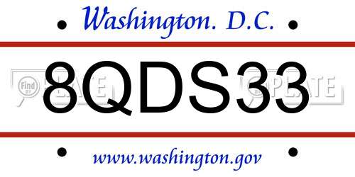 8QDS33 District Of Columbia License Plate