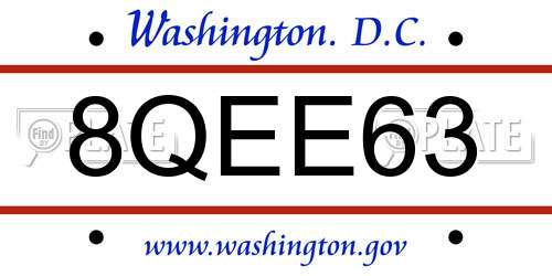 8QEE63 District Of Columbia License Plate
