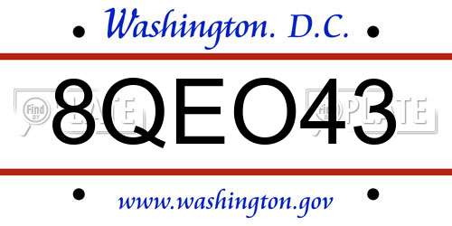 8QEO43 District Of Columbia License Plate