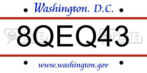 8QEQ43 District Of Columbia License Plate