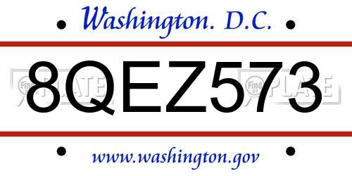 8QEZ573 District Of Columbia License Plate