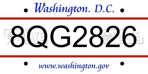8QG2826 District Of Columbia License Plate