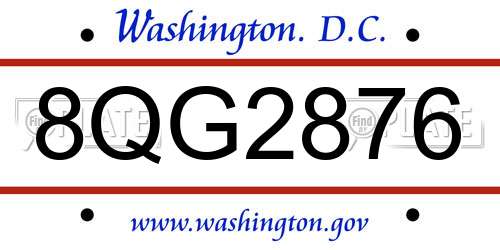 8QG2876 District Of Columbia License Plate