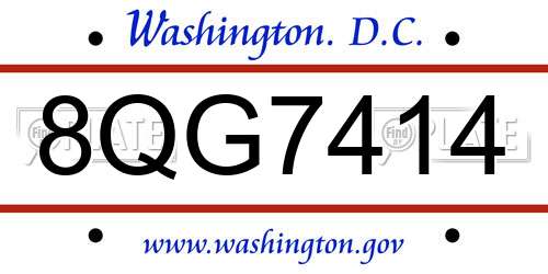8QG7414 District Of Columbia License Plate