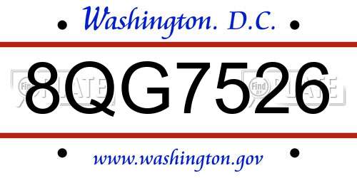 8QG7526 District Of Columbia License Plate