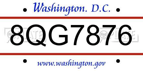 8QG7876 District Of Columbia License Plate