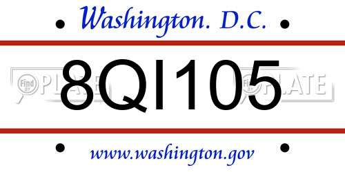 8QI105 District Of Columbia License Plate