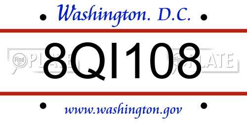 8QI108 District Of Columbia License Plate