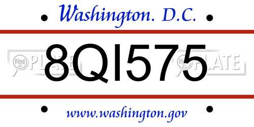 8QI575 District Of Columbia License Plate