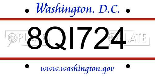 8QI724 District Of Columbia License Plate