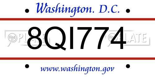8QI774 District Of Columbia License Plate