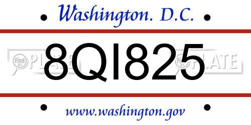 8QI825 District Of Columbia License Plate