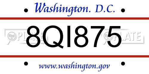 8QI875 District Of Columbia License Plate