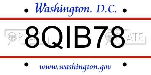 8QIB78 District Of Columbia License Plate