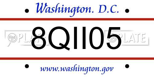 8QII05 District Of Columbia License Plate