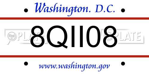 8QII08 District Of Columbia License Plate