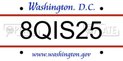 8QIS25 District Of Columbia License Plate