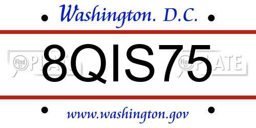 8QIS75 District Of Columbia License Plate