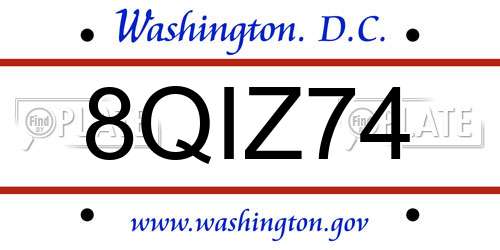 8QIZ74 District Of Columbia License Plate