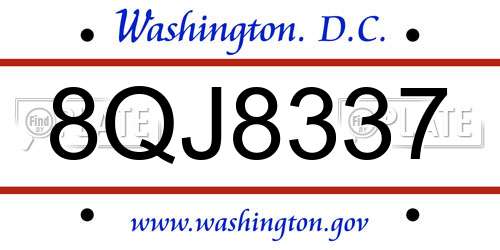 8QJ8337 District Of Columbia License Plate