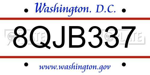 8QJB337 District Of Columbia License Plate