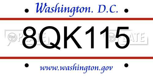 8QK115 District Of Columbia License Plate