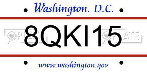 8QKI15 District Of Columbia License Plate
