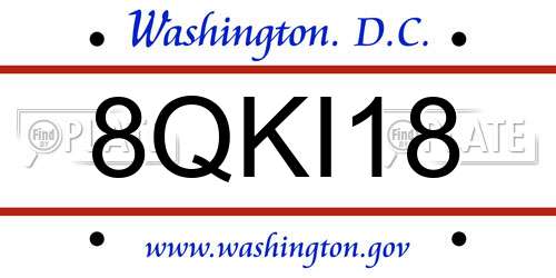 8QKI18 District Of Columbia License Plate