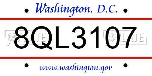8QL3107 District Of Columbia License Plate
