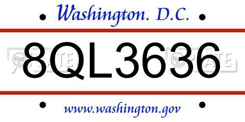 8QL3636 District Of Columbia License Plate