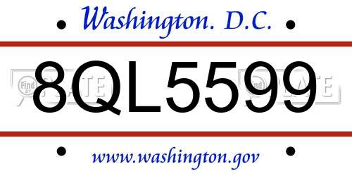 8QL5599 District Of Columbia License Plate