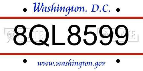 8QL8599 District Of Columbia License Plate
