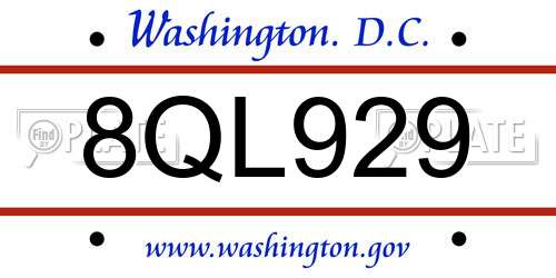 8QL929 District Of Columbia License Plate