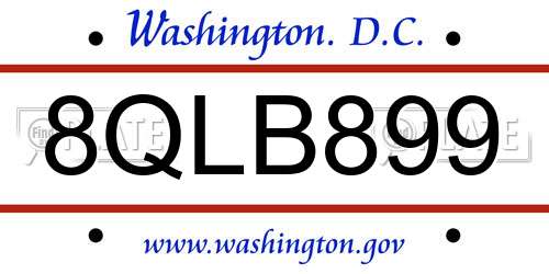 8QLB899 District Of Columbia License Plate