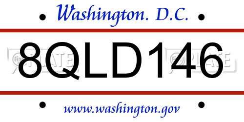 8QLD146 District Of Columbia License Plate