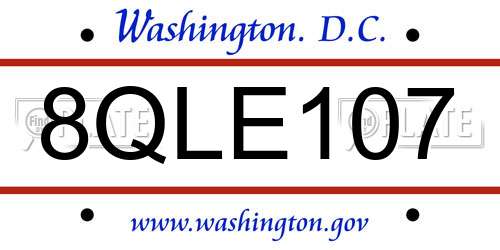8QLE107 District Of Columbia License Plate