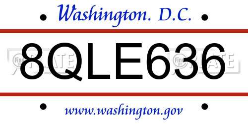 8QLE636 District Of Columbia License Plate