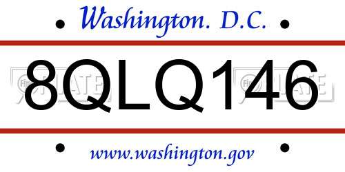 8QLQ146 District Of Columbia License Plate
