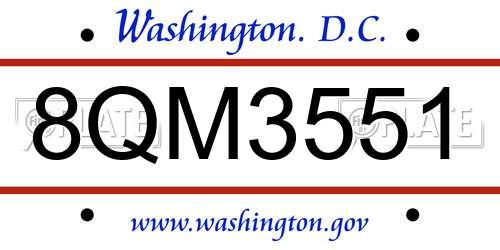 8QM3551 District Of Columbia License Plate