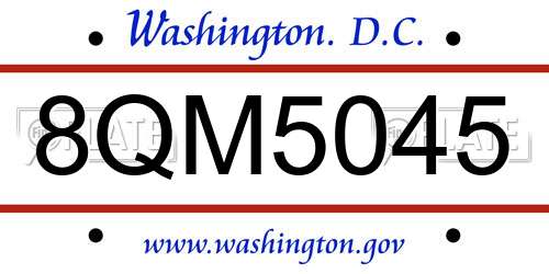 8QM5045 District Of Columbia License Plate