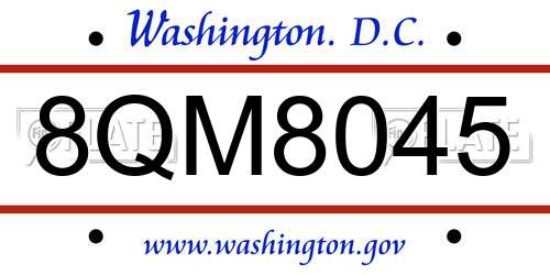 8QM8045 District Of Columbia License Plate