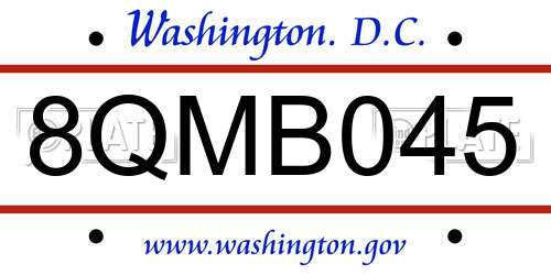 8QMB045 District Of Columbia License Plate
