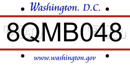 8QMB048 District Of Columbia License Plate