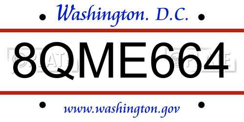 8QME664 District Of Columbia License Plate