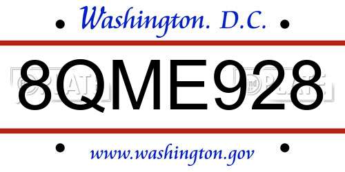 8QME928 District Of Columbia License Plate