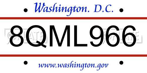8QML966 District Of Columbia License Plate